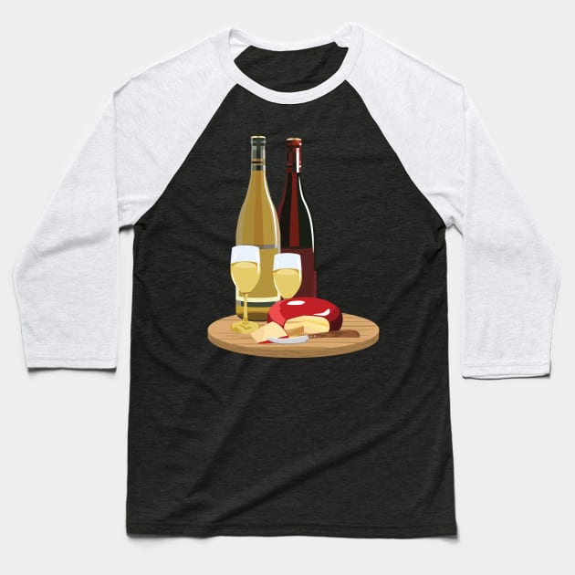 Wine and Cheese Baseball T-Shirt by SWON Design